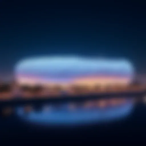 Spectacular view of Etihad Arena illuminated at night