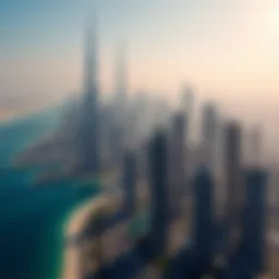 Aerial view of Dubai skyline showcasing iconic skyscrapers