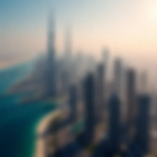 Aerial view of Dubai skyline showcasing iconic skyscrapers