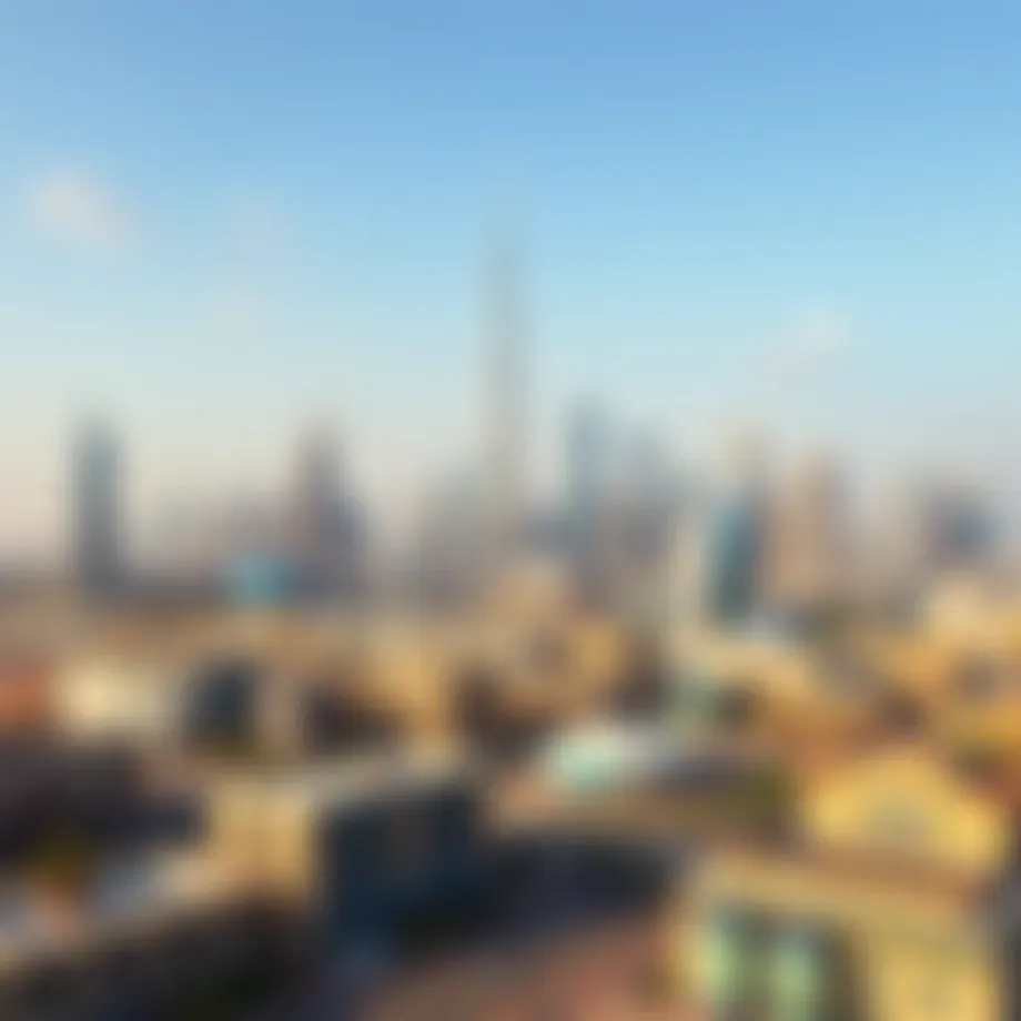 Panoramic view of Dubai's skyline with iconic buildings