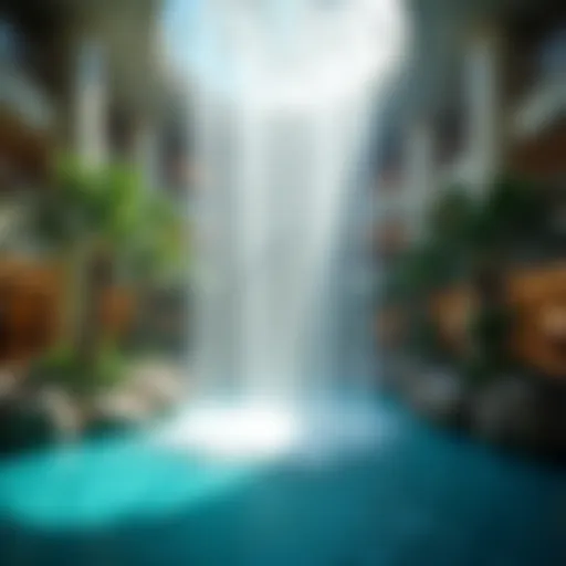 The majestic waterfall cascading within Dubai Mall's grand atrium