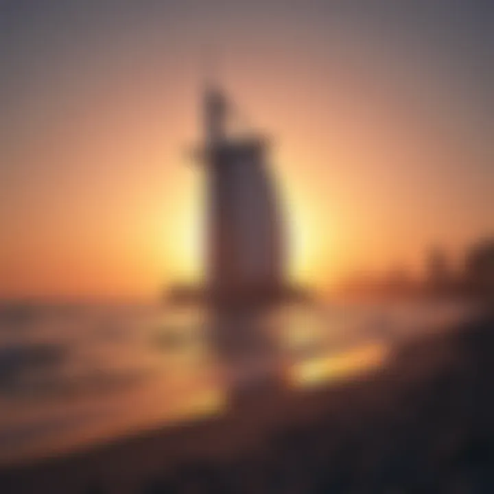 Stunning view of Burj Al Arab against the sunset