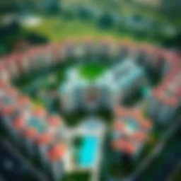 Aerial view of Discovery Gardens showcasing its residential layout